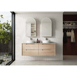 600 - 1500Mm Ainsley Wall Hung Vanity Natural Timber Grains Cabinet Only & Stone Top Available For