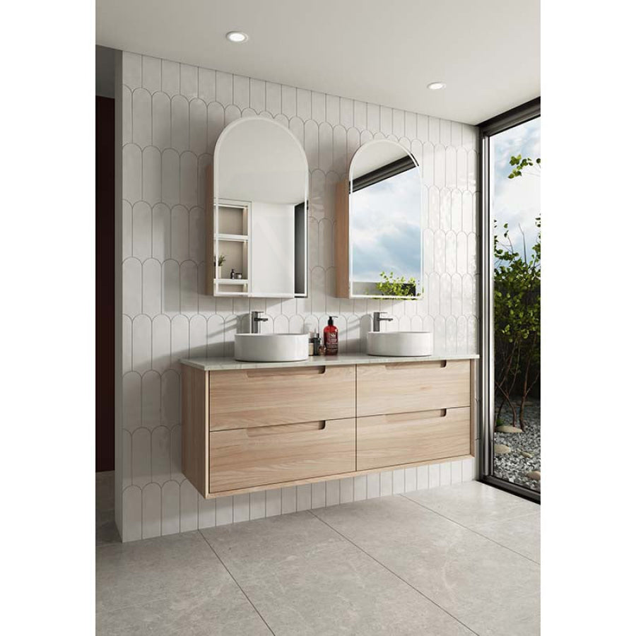 600 - 1500Mm Ainsley Wall Hung Vanity Natural Timber Grains Cabinet Only & Stone Top Available For