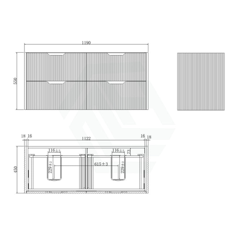 600 - 1500Mm Bali Wall Hung Bathroom Floating Vanity American Oak Linear Fluted Cabinet Pvc Coating