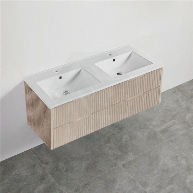 600-1500Mm Bali Wall Hung Bathroom Floating Vanity American Oak Linear Fluted Cabinet Pvc Coating