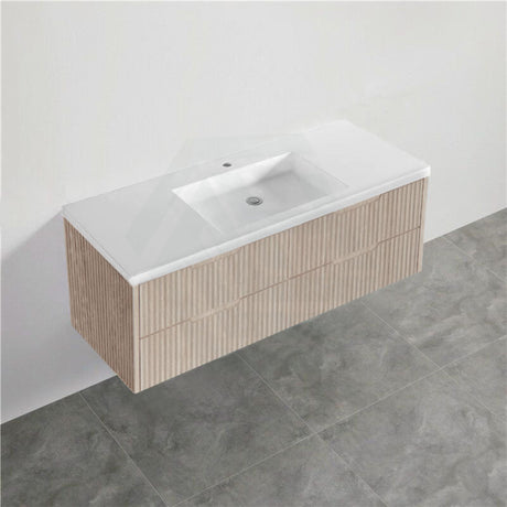 600-1500Mm Bali Wall Hung Bathroom Floating Vanity American Oak Linear Fluted Cabinet Pvc Coating