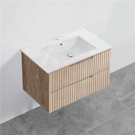 600-1500Mm Bali Wall Hung Bathroom Floating Vanity American Oak Linear Fluted Cabinet Pvc Coating