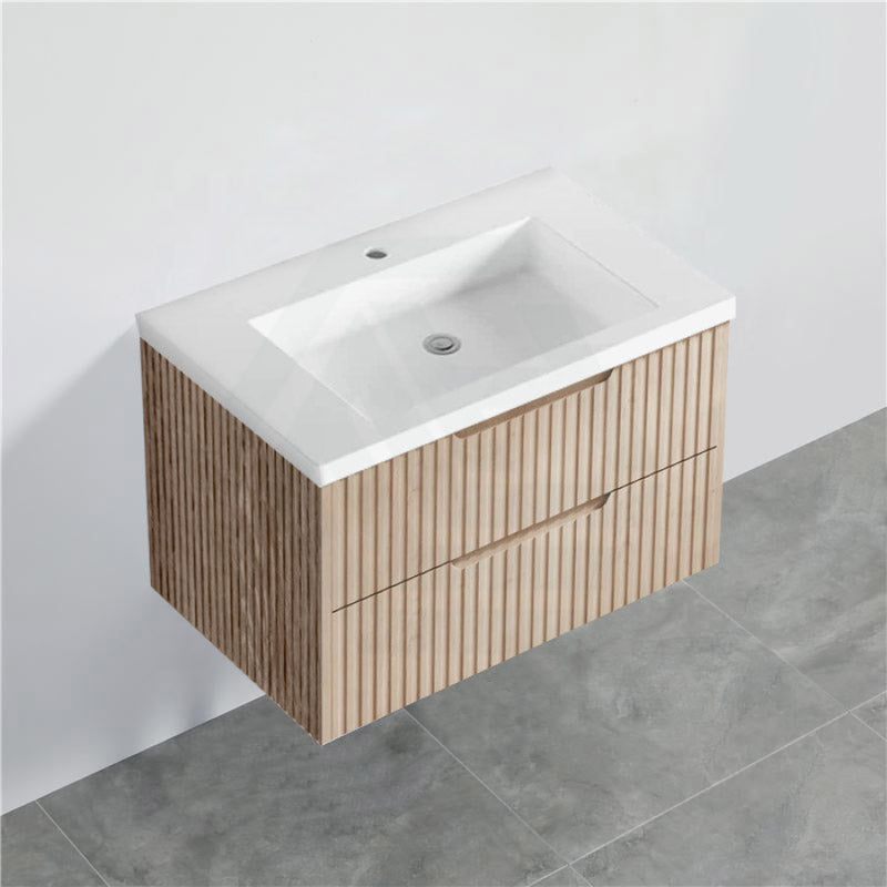 600-1500Mm Bali Wall Hung Bathroom Floating Vanity American Oak Linear Fluted Cabinet Pvc Coating