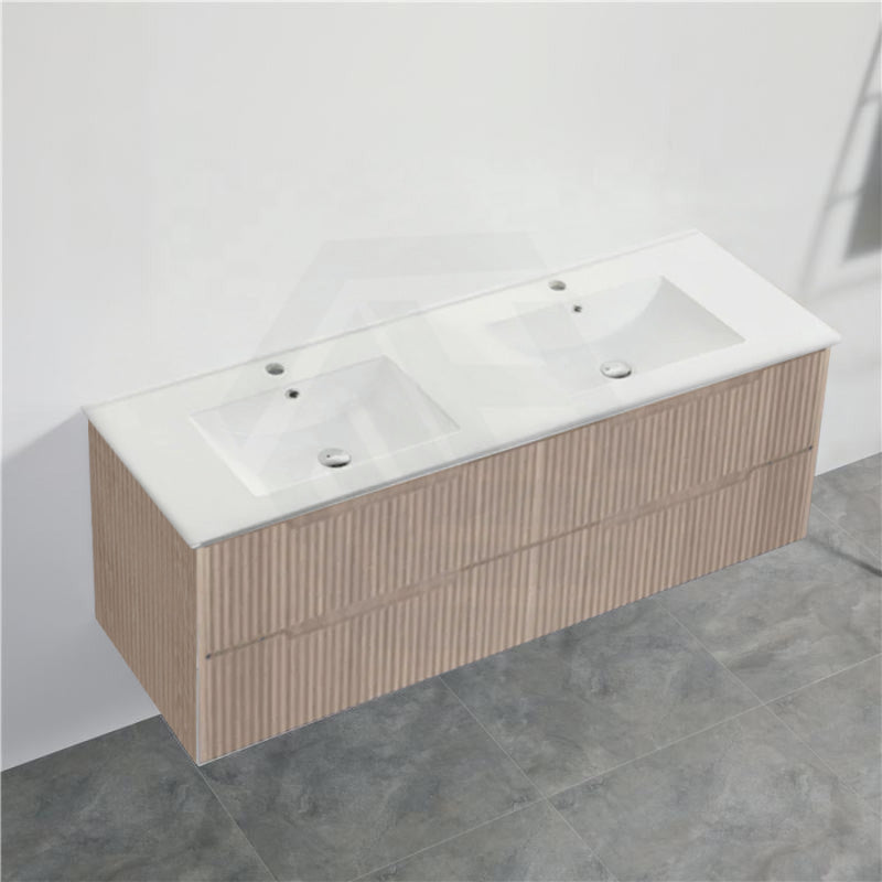 600-1500Mm Bali Wall Hung Bathroom Floating Vanity American Oak Linear Fluted Cabinet Pvc Coating