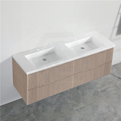 600-1500Mm Bali Wall Hung Bathroom Floating Vanity American Oak Linear Fluted Cabinet Pvc Coating