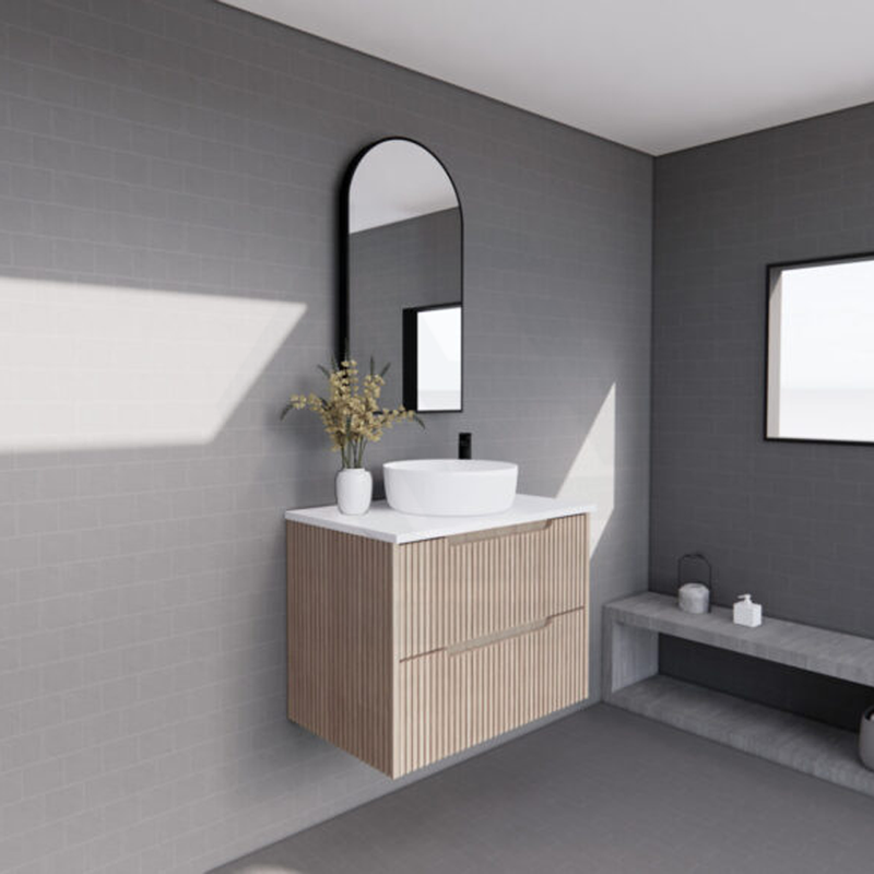 600-1500Mm Bali Wall Hung Bathroom Floating Vanity American Oak Linear Fluted Cabinet Pvc Coating