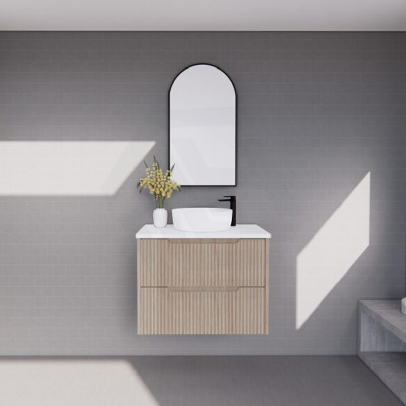 600-1500Mm Bali Wall Hung Bathroom Floating Vanity American Oak Linear Fluted Cabinet Pvc Coating