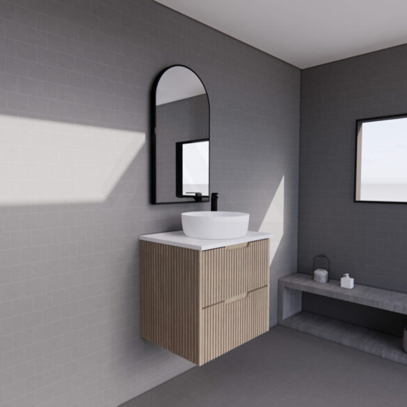 600-1500Mm Bali Wall Hung Bathroom Floating Vanity American Oak Linear Fluted Cabinet Pvc Coating