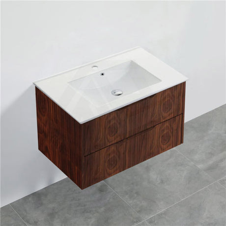 600-1500Mm Bali Wall Hung Bathroom Floating Vanity Brown Oak Linear Fluted Cabinet Pvc Coating