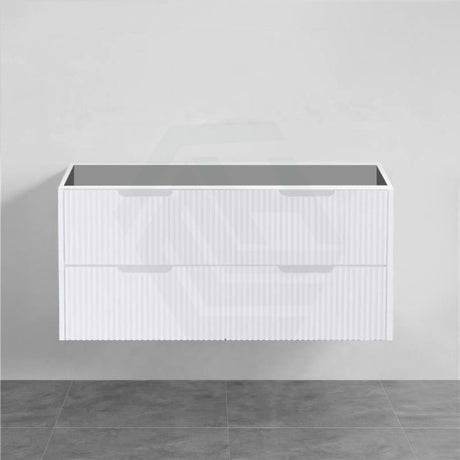 600-1500Mm Bali Wall Hung Bathroom Floating Vanity Matt White Linear Fluted Cabinet Pvc Coating