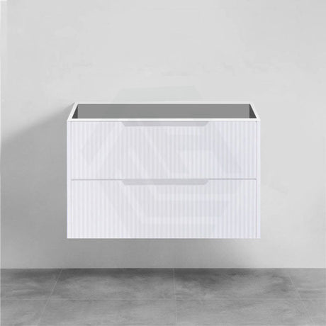 600-1500Mm Bali Wall Hung Bathroom Floating Vanity Matt White Linear Fluted Cabinet Pvc Coating