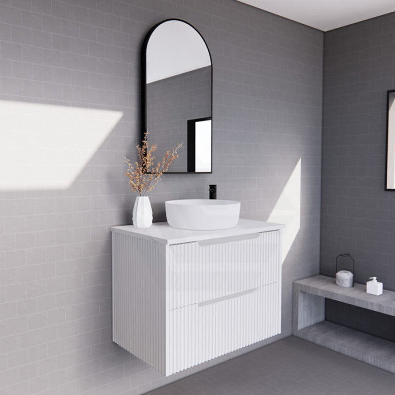 600-1500Mm Bali Wall Hung Bathroom Floating Vanity Matt White Linear Fluted Cabinet Pvc Coating