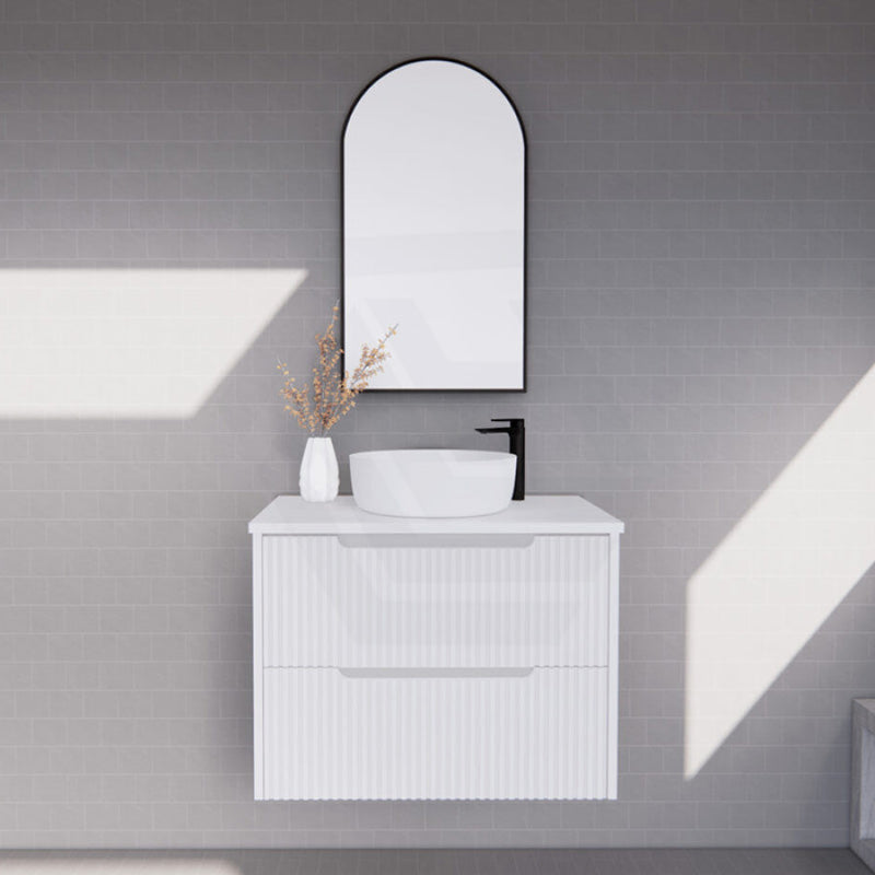 600-1500Mm Bali Wall Hung Bathroom Floating Vanity Matt White Linear Fluted Cabinet Pvc Coating