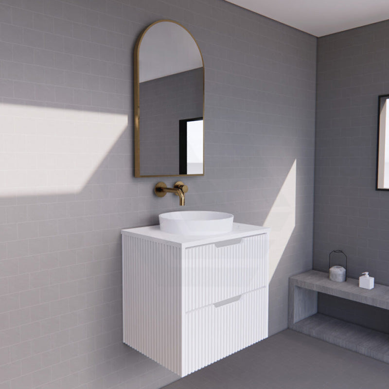 600-1500Mm Bali Wall Hung Bathroom Floating Vanity Matt White Linear Fluted Cabinet Pvc Coating