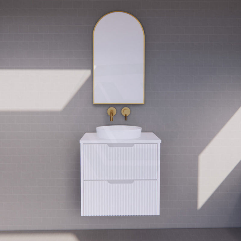 600-1500Mm Bali Wall Hung Bathroom Floating Vanity Matt White Linear Fluted Cabinet Pvc Coating