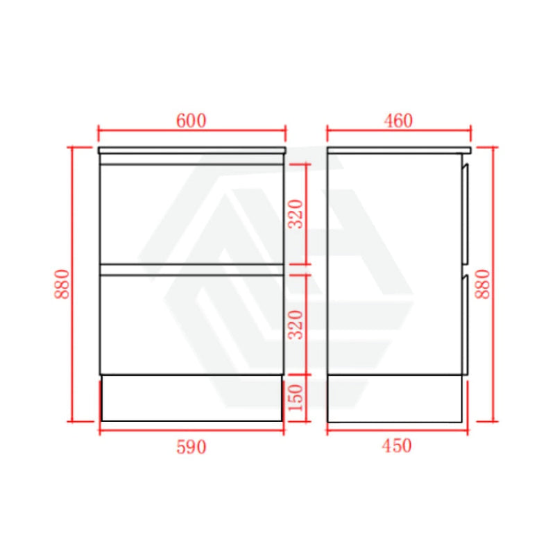 600-1500Mm Bathroom Floor Vanity Freestanding Gloss White Polyurethane Pvc Kick-Board Cabinet Only &