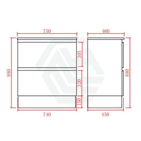 600-1500Mm Bathroom Floor Vanity Freestanding Gloss White Polyurethane Pvc Kick-Board Cabinet Only &