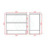 900X460X880Mm Bathroom Floor Vanity Freestanding Gloss White Polyurethane Pvc Kick-Board Cabinet