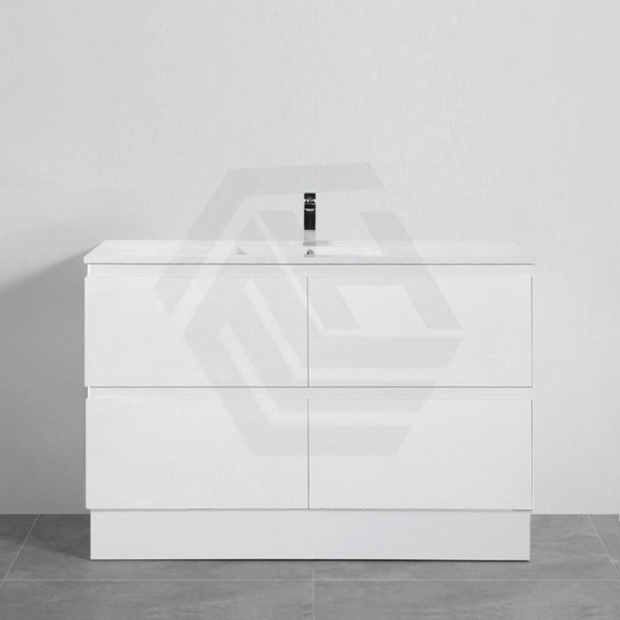 600-1500Mm Bathroom Floor Vanity Freestanding Gloss White Polyurethane Pvc Kick-Board Cabinet Only &