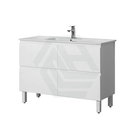 600-1500Mm Bathroom Freestanding Vanity With Legs Gloss White Polyurethane Pvc Cabinet Only &