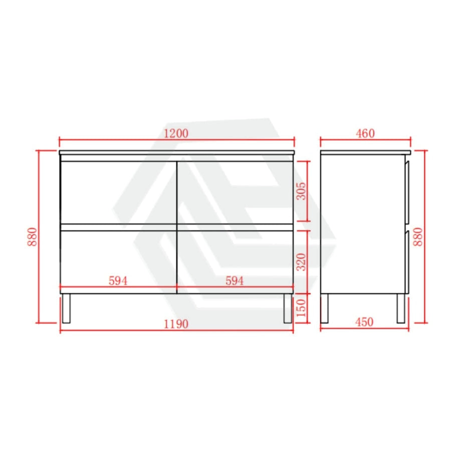 600-1500Mm Bathroom Floor Vanity Freestanding Gloss White Polyurethane Pvc Cabinet Only & Ceramic