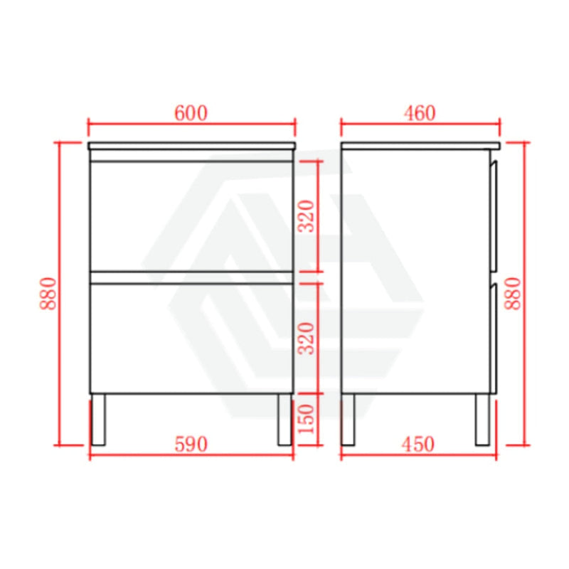 600-1500Mm Bathroom Floor Vanity Freestanding Gloss White Polyurethane Pvc Cabinet Only & Ceramic