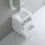 600-1500Mm Bathroom Floor Vanity Freestanding Gloss White Polyurethane Pvc Cabinet Only & Ceramic