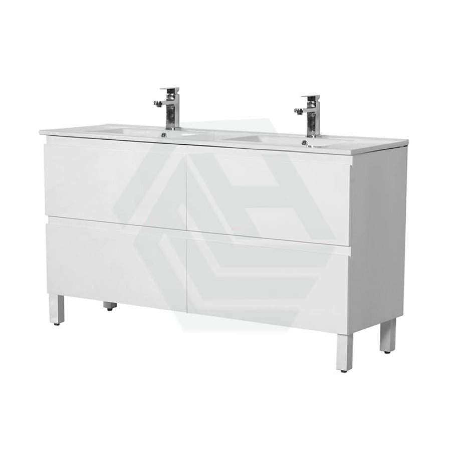 600-1500Mm Bathroom Freestanding Vanity With Legs Gloss White Polyurethane Pvc Cabinet Only &