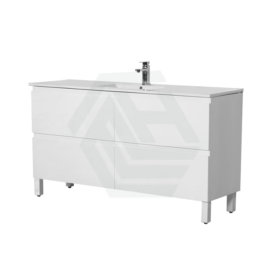 600-1500Mm Bathroom Freestanding Vanity With Legs Gloss White Polyurethane Pvc Cabinet Only &