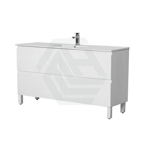 600-1500Mm Bathroom Freestanding Vanity With Legs Gloss White Polyurethane Pvc Cabinet Only &