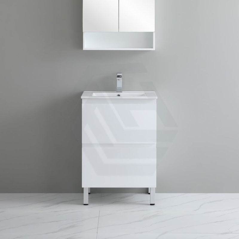 600-1500Mm Bathroom Freestanding Vanity With Legs Gloss White Polyurethane Pvc Cabinet Only &