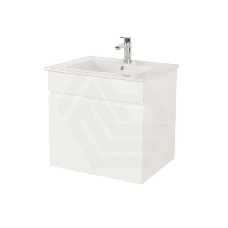 600-1500Mm Bathroom Premium Floating Vanity Wall Hung White Polyurethane Pvc Cabinet Only & Ceramic