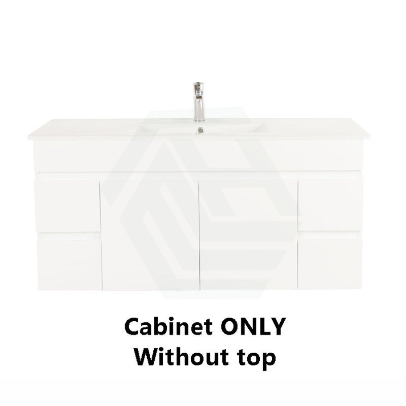 600-1500Mm Bathroom Premium Floating Vanity Wall Hung White Polyurethane Pvc Cabinet Only & Ceramic