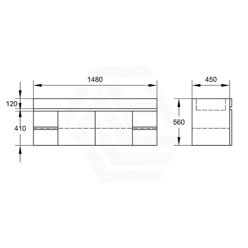 600-1500Mm Bathroom Premium Floating Vanity Wall Hung White Polyurethane Pvc Cabinet Only & Ceramic