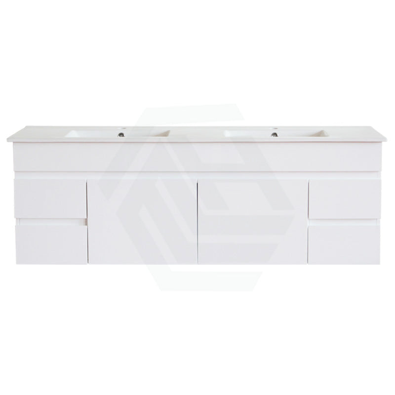 600-1500Mm Bathroom Premium Pvc Floating Vanity Wall Hung White Cabinet 1500Mm Double Bowls / With