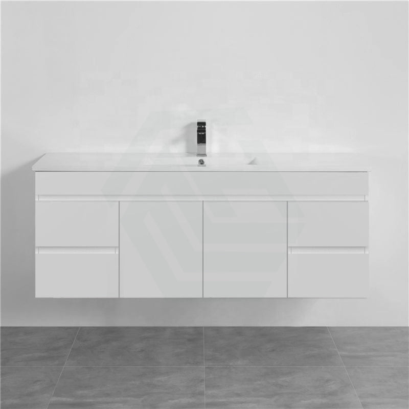 600-1500Mm Bathroom Premium Floating Vanity Wall Hung White Polyurethane Pvc Cabinet Only & Ceramic