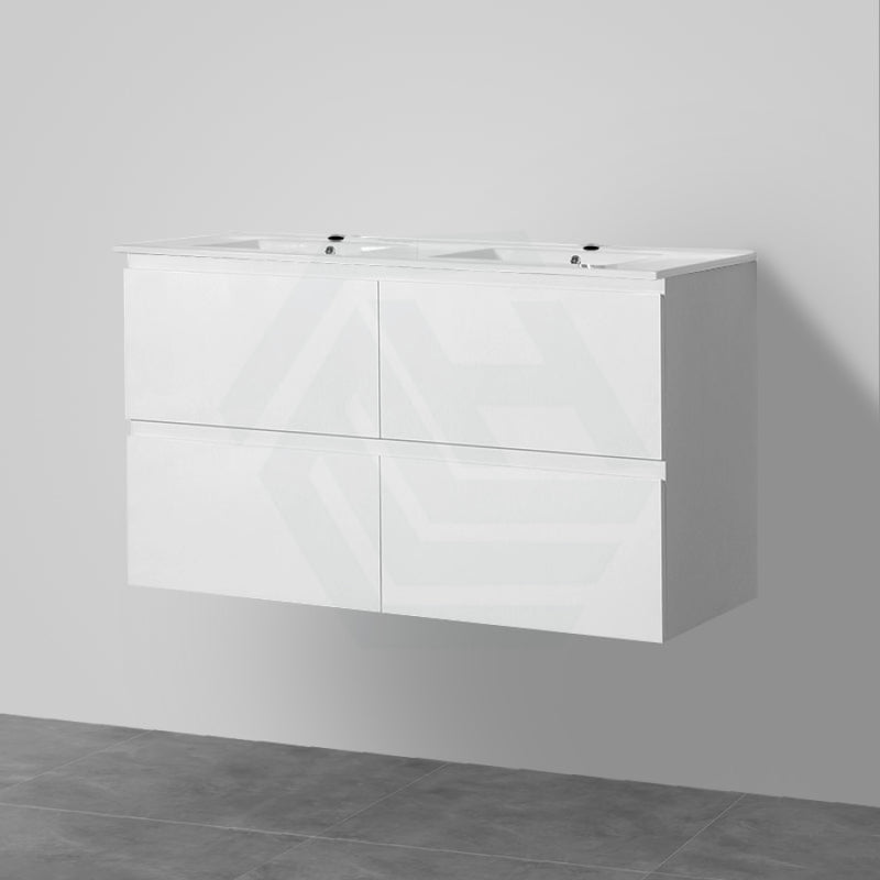 600-1500Mm Bathroom Wall Hung Vanity Gloss White Polyurethane Pvc Floor Cabinet Only & Ceramic Top