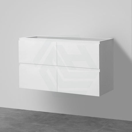 600-1500Mm Bathroom Wall Hung Vanity Gloss White Polyurethane Pvc Floor Cabinet Only & Ceramic Top