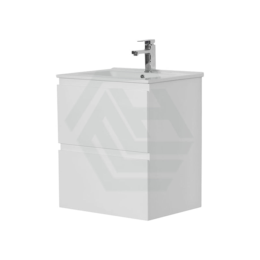 600-1500Mm Bathroom Wall Hung Vanity Gloss White Polyurethane Pvc Floor Cabinet Only & Ceramic Top