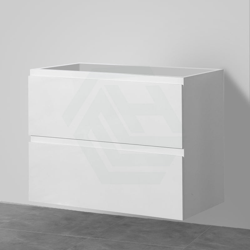 600-1500Mm Bathroom Wall Hung Vanity Gloss White Polyurethane Pvc Floor Cabinet Only & Ceramic Top