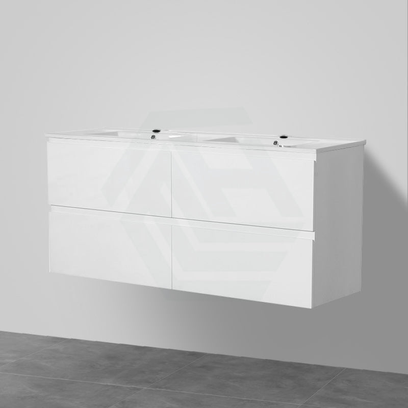 600-1500Mm Bathroom Wall Hung Vanity Gloss White Polyurethane Pvc Floor Cabinet Only & Ceramic Top