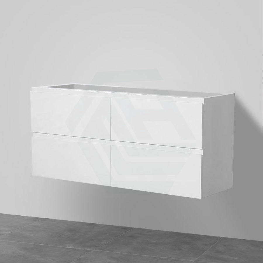 600-1500Mm Bathroom Wall Hung Vanity Gloss White Polyurethane Pvc Floor Cabinet Only & Ceramic Top