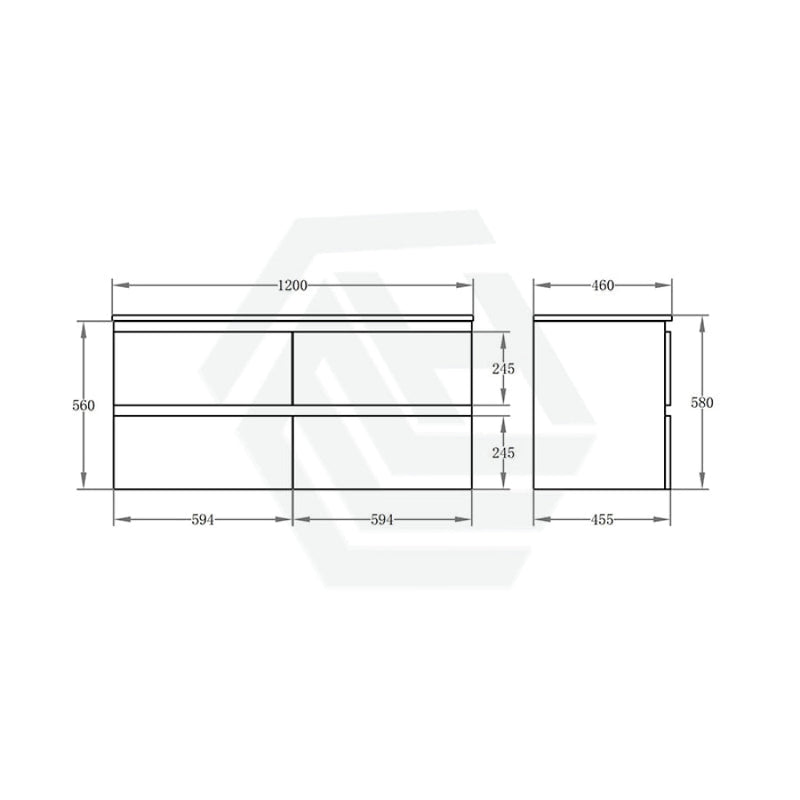 600-1500Mm Bathroom Wall Hung Vanity Gloss White Polyurethane Pvc Floor Cabinet Only & Ceramic Top