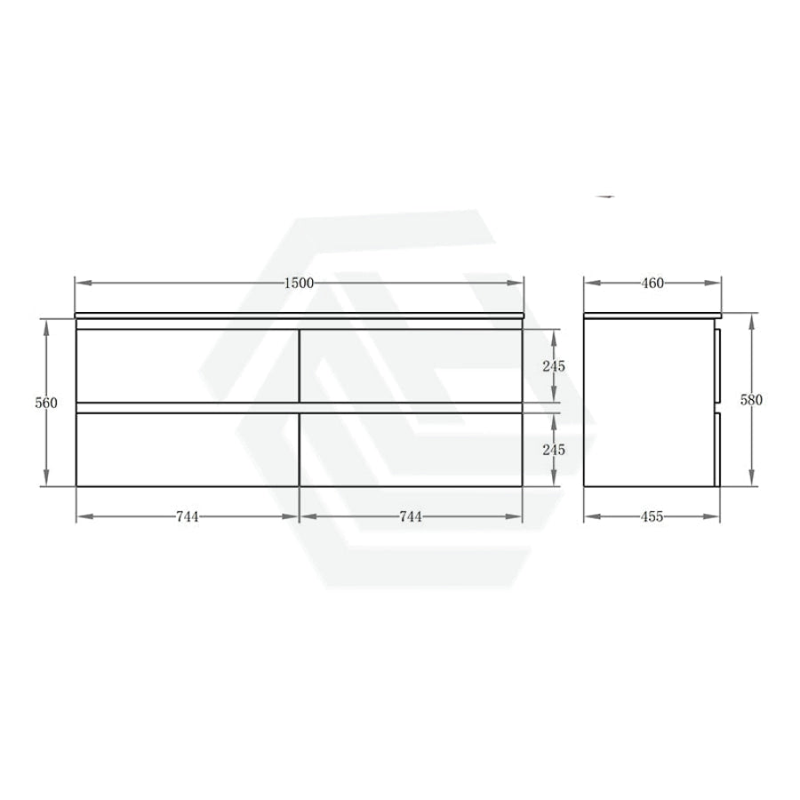 600-1500Mm Bathroom Wall Hung Vanity Gloss White Polyurethane Pvc Floor Cabinet Only & Ceramic Top