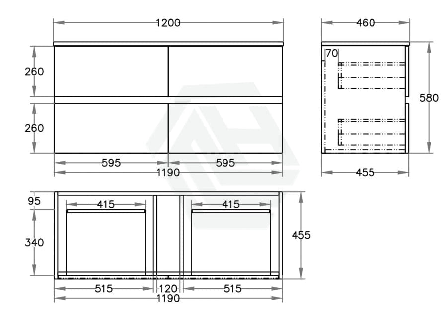 600-1500Mm Bathroom Wall Hung Vanity Stella Oak Pvc Cabinet Only Vanities