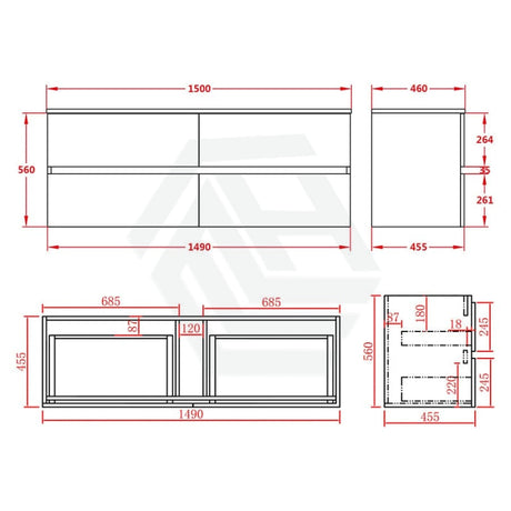 600-1500Mm Bathroom Wall Hung Vanity Stella Oak Pvc Cabinet Only Vanities