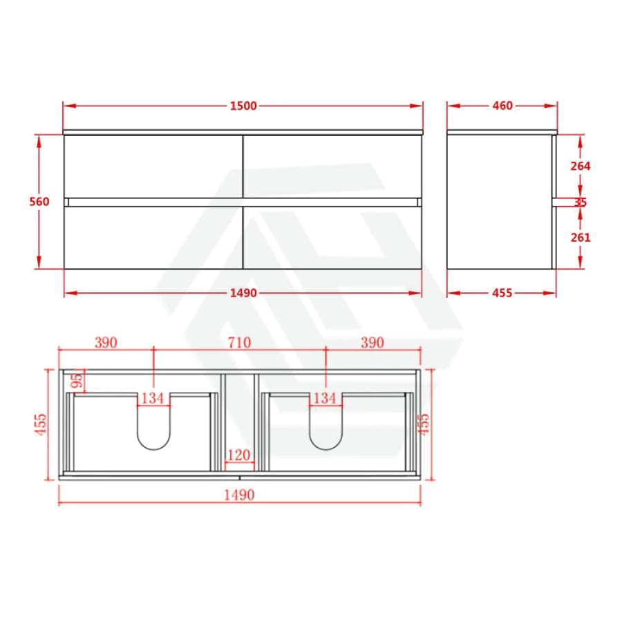 600-1500Mm Bathroom Wall Hung Vanity Stella Oak Pvc Cabinet Only Vanities