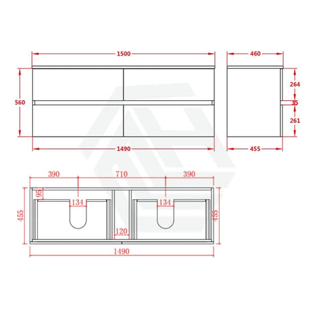 600-1500Mm Bathroom Wall Hung Vanity Stella Oak Pvc Cabinet Only Vanities