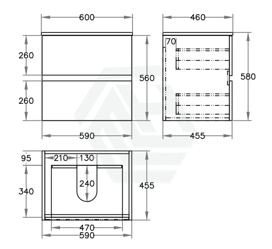 600-1500Mm Bathroom Wall Hung Vanity Stella Oak Pvc Cabinet Only Vanities