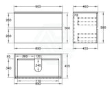 900X460X560Mm Bathroom Floating Vanity Wall Hung Stella Oak Pvc Cabinet Only & Ceramic/poly Top